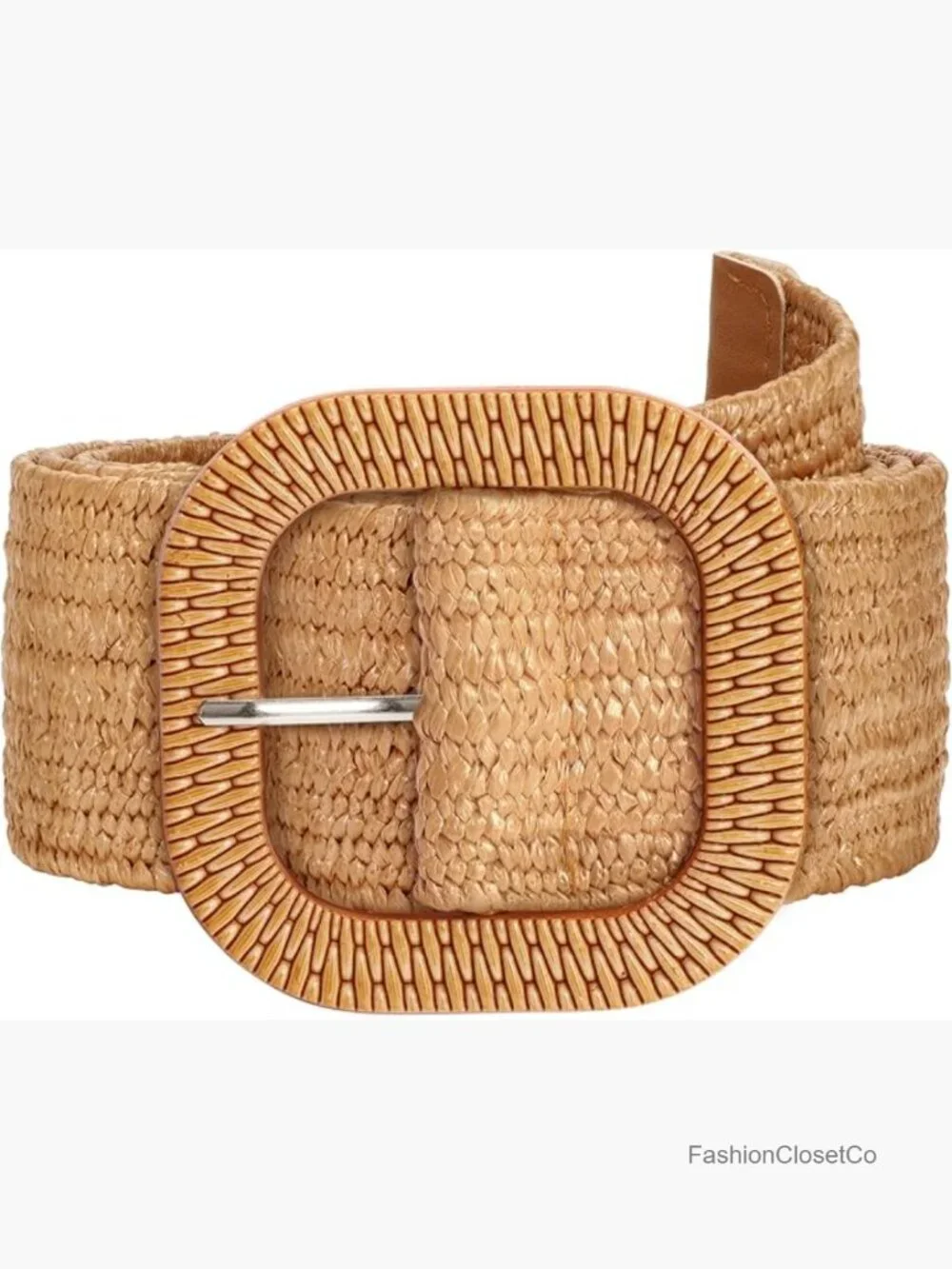 Straw Woven Stretchy Waist Belt for Women Dresses - Wide Boho Elastic Belt with